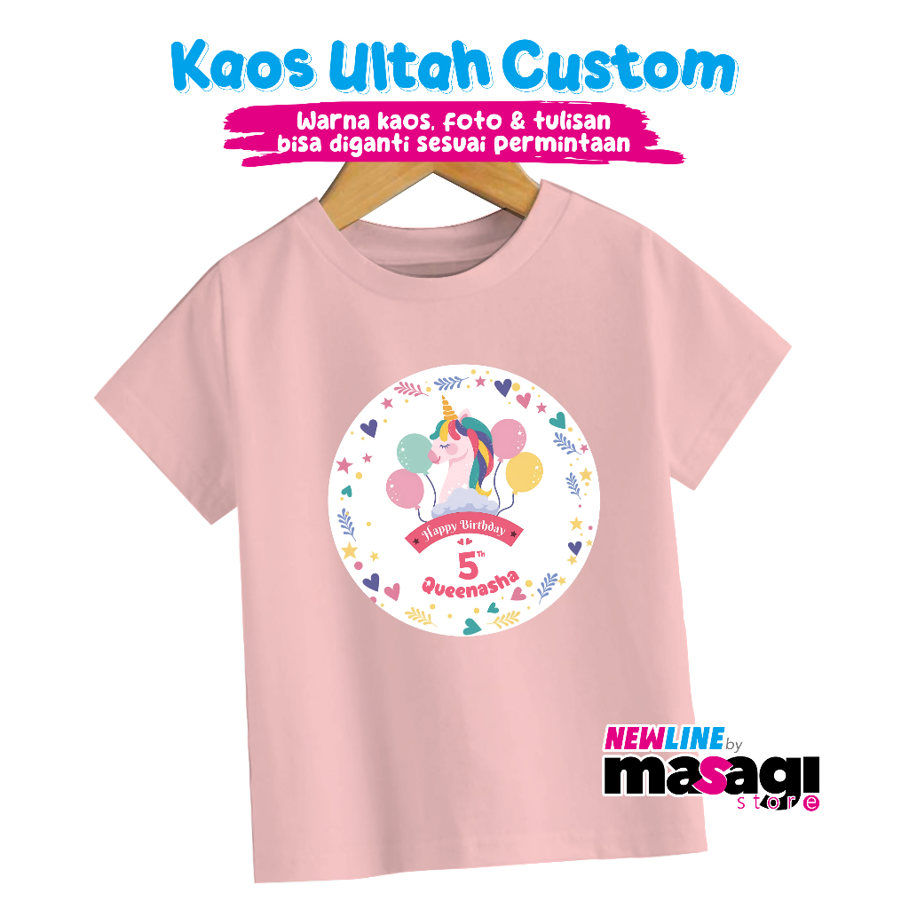 Kaos Ulang Tahun Couple Pake Foto atau Nama Unisex Bahan Cotton Sablon DTF