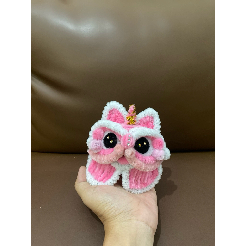 keychain barongsai charm imlek kawat bulu