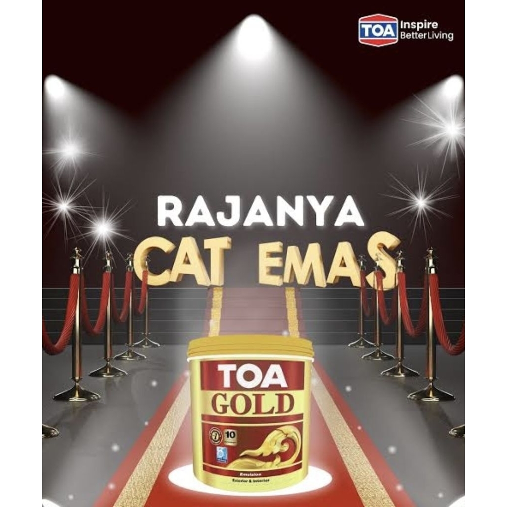 TOA GOLD PAINT(Cat Warna Emas) isi 0,946liter Untuk Tembok Luar Dan Dalam
