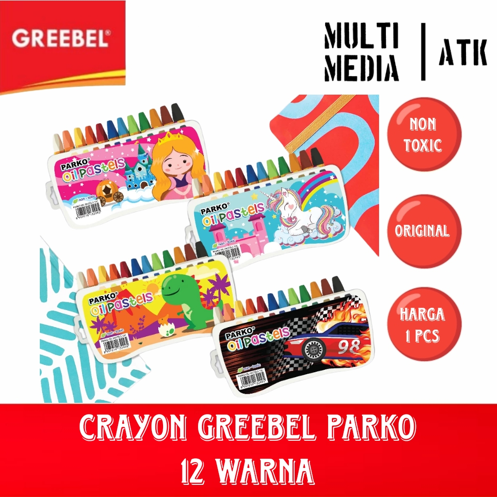 PARKO CRAYON KRAYON OIL PASTEL 12 WARNA / KRAYON GREEBEL PARKO ISI 12 COLORS OIL PASTEL