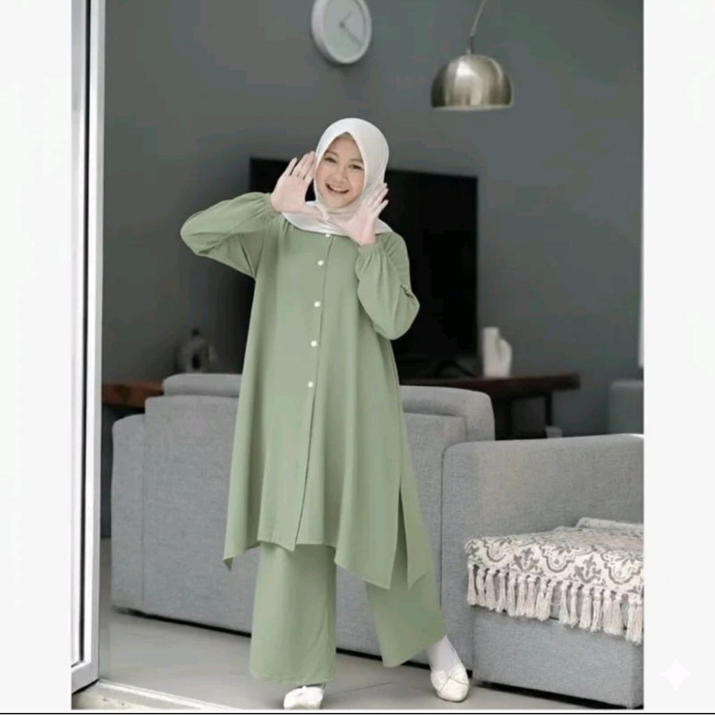 Setelan Anak Tanggung Terlaris Luna Set Kids Bahan Crinkle Airflow  Setelan Atasan Tunik Celana