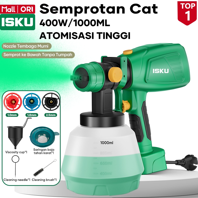 ISKU Mesin Spray Gun Elektrik 400W Semprotan Cat Tembok Listrik Paint Sprayer 1000ml Tanpa Kompresor