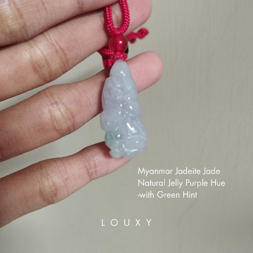 Liontin Giok Myanmar Asli Giok Alami Natural Jelly Purple Hue