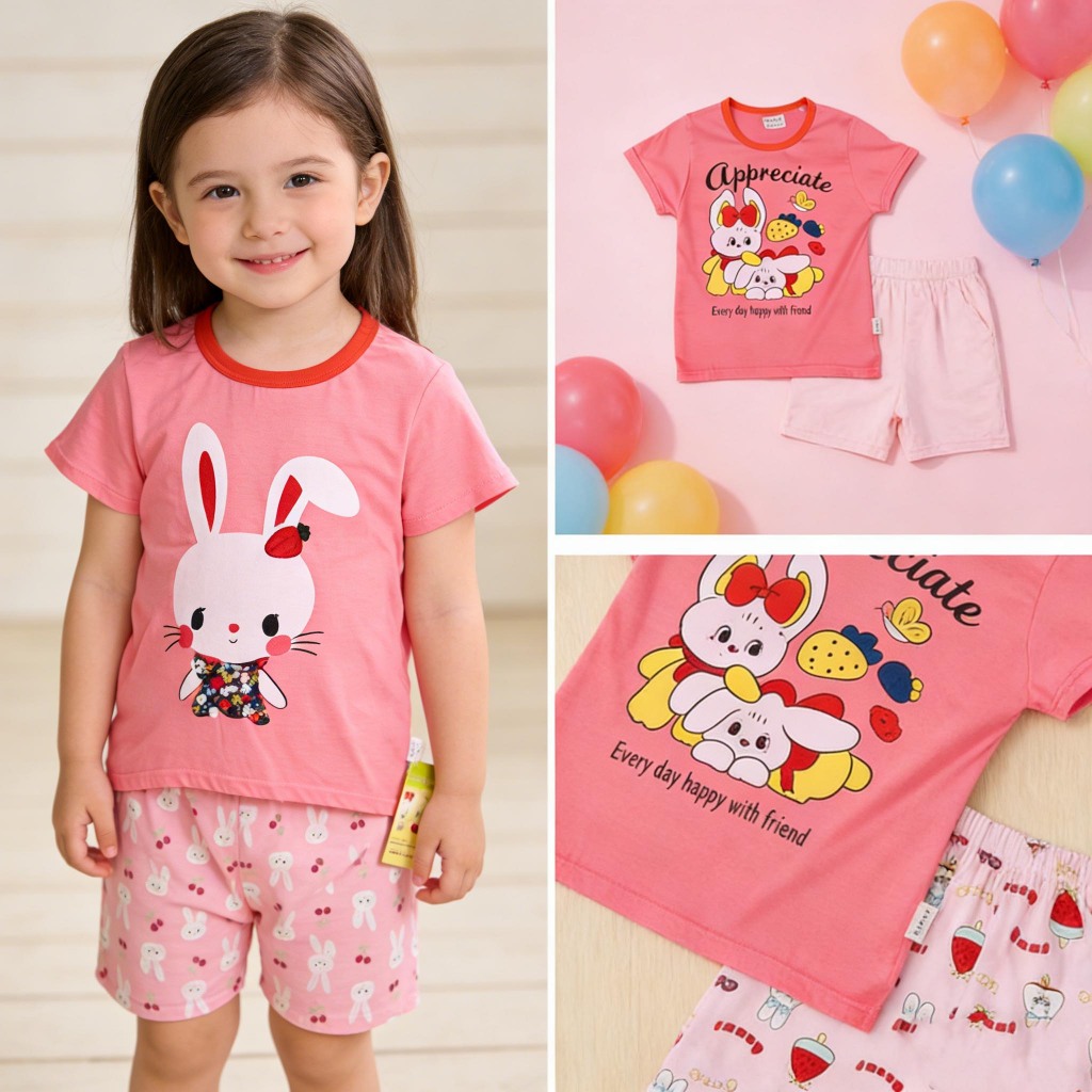 Setelan Baju Anak Anak Laki - Laki dan Perempuan, Kaos Pendek Katun, Tipis & Baru