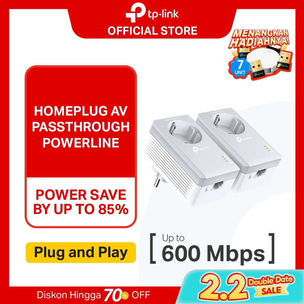 TP-LINK TL-PA4010P KIT AV600 Passthrough Powerline Starter Kit PA4010P