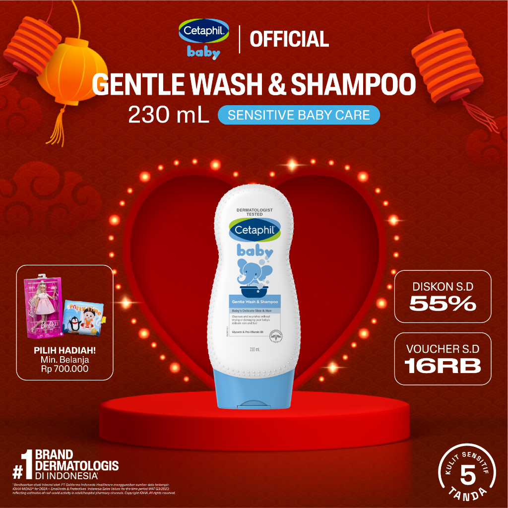 Cetaphil Baby Gentle Wash & Shampoo 230ml dengan Glycerin dan Panthenol Sabun Mandi dan Shampo untuk
