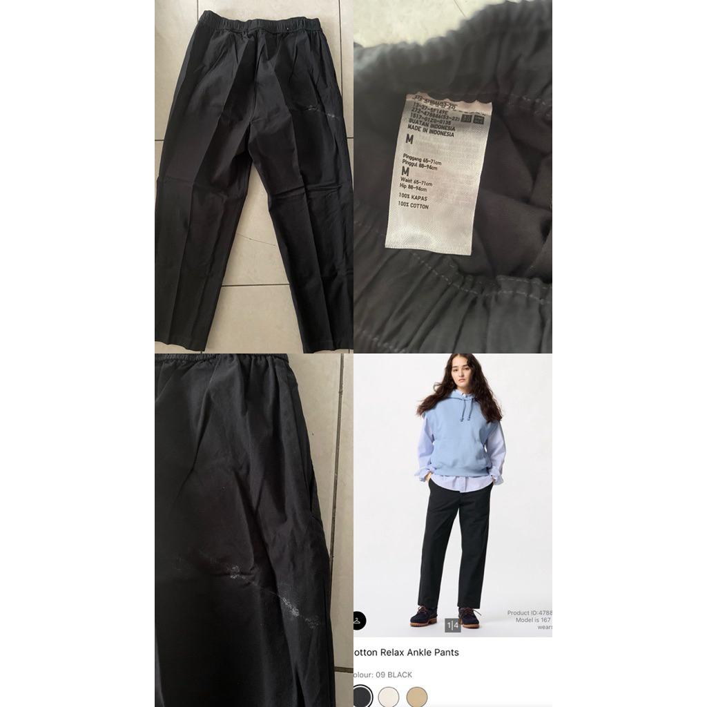 (Preloved) UNIQLO - Cotton Relax Ankle Pants & Denim Jersey Tapered Pants