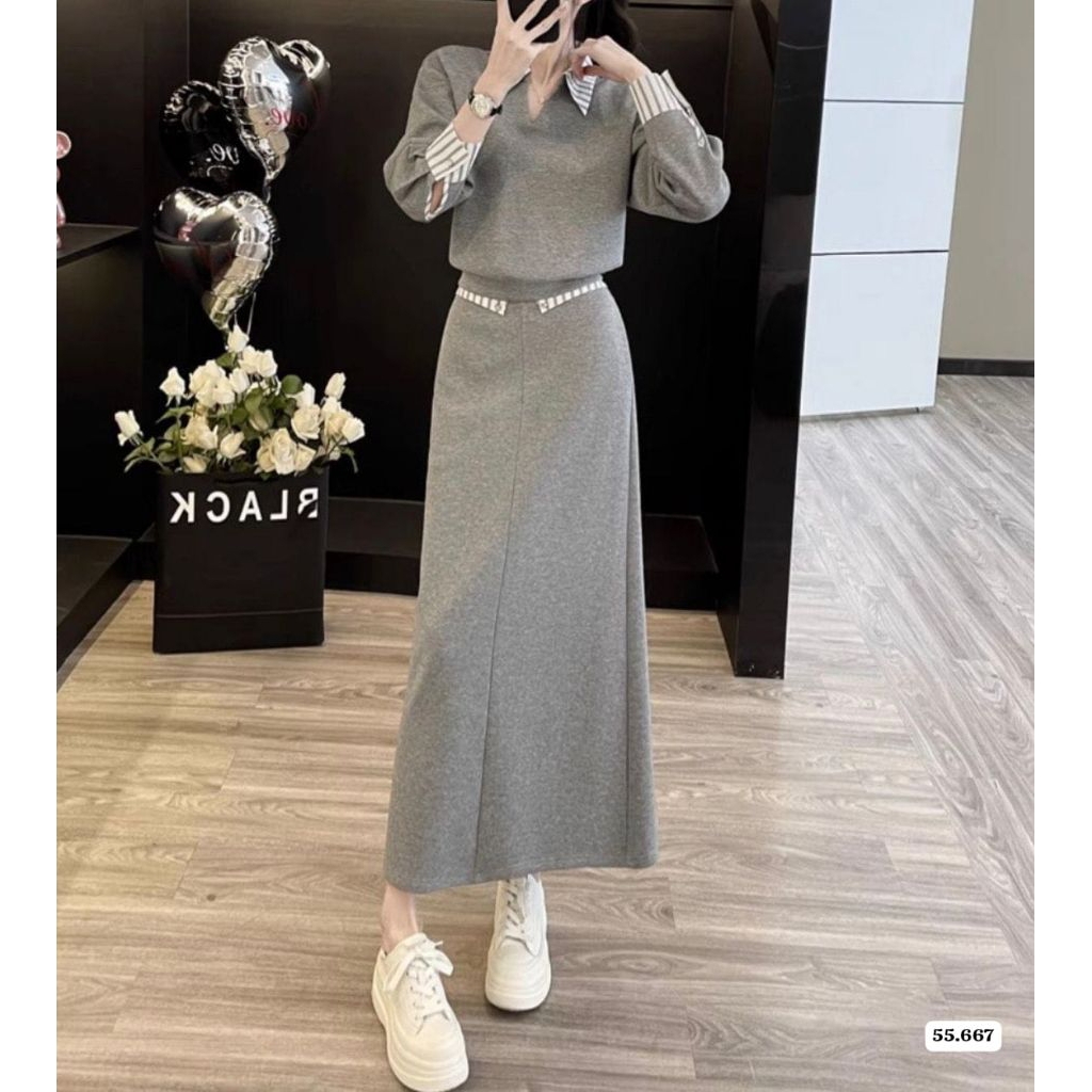 Dress velvet / suede combi cotton import