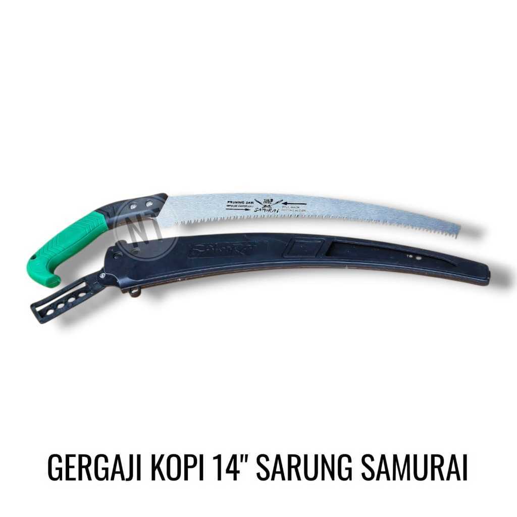 Gergaji Tangan Kopi SARUNG Dahan Ranting Pruning Saw 14" Gagang Karet SAMURAI