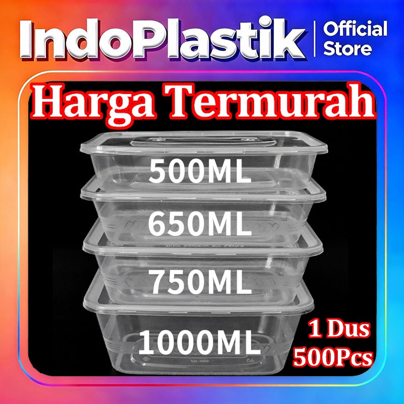 500Pcs Thinwall Rectangle Food Container Box Clear Tempat Makan Plastik Bening Kotak Makan Plastik