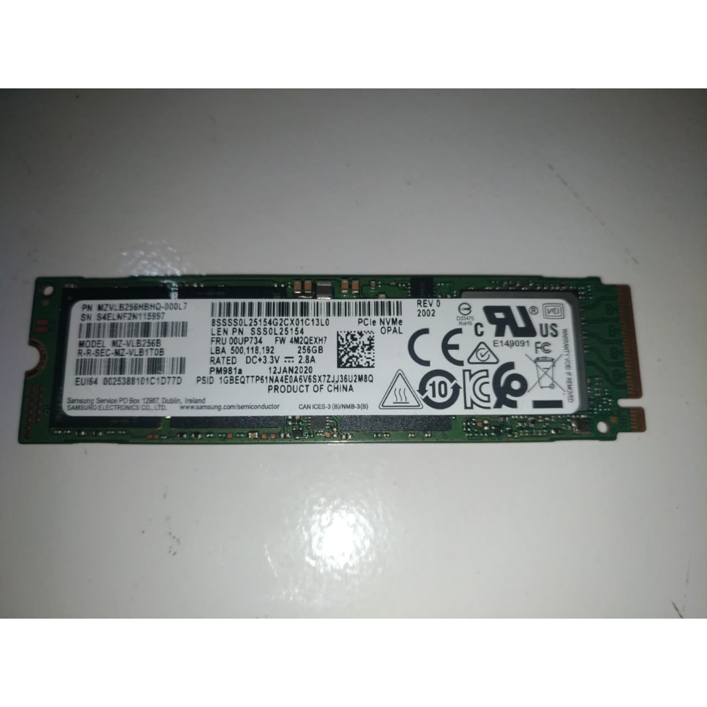 SSD M2 NVME SAMSUNG PM981a 256GB