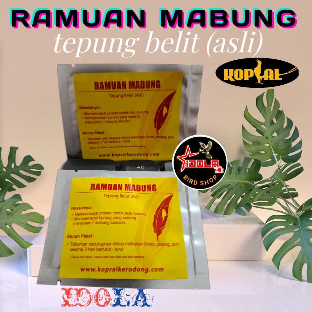 IDOLA Ramuan mabung perontok bulu burung murai kenari Kacer cucak ijo dll (tepung belut asli)