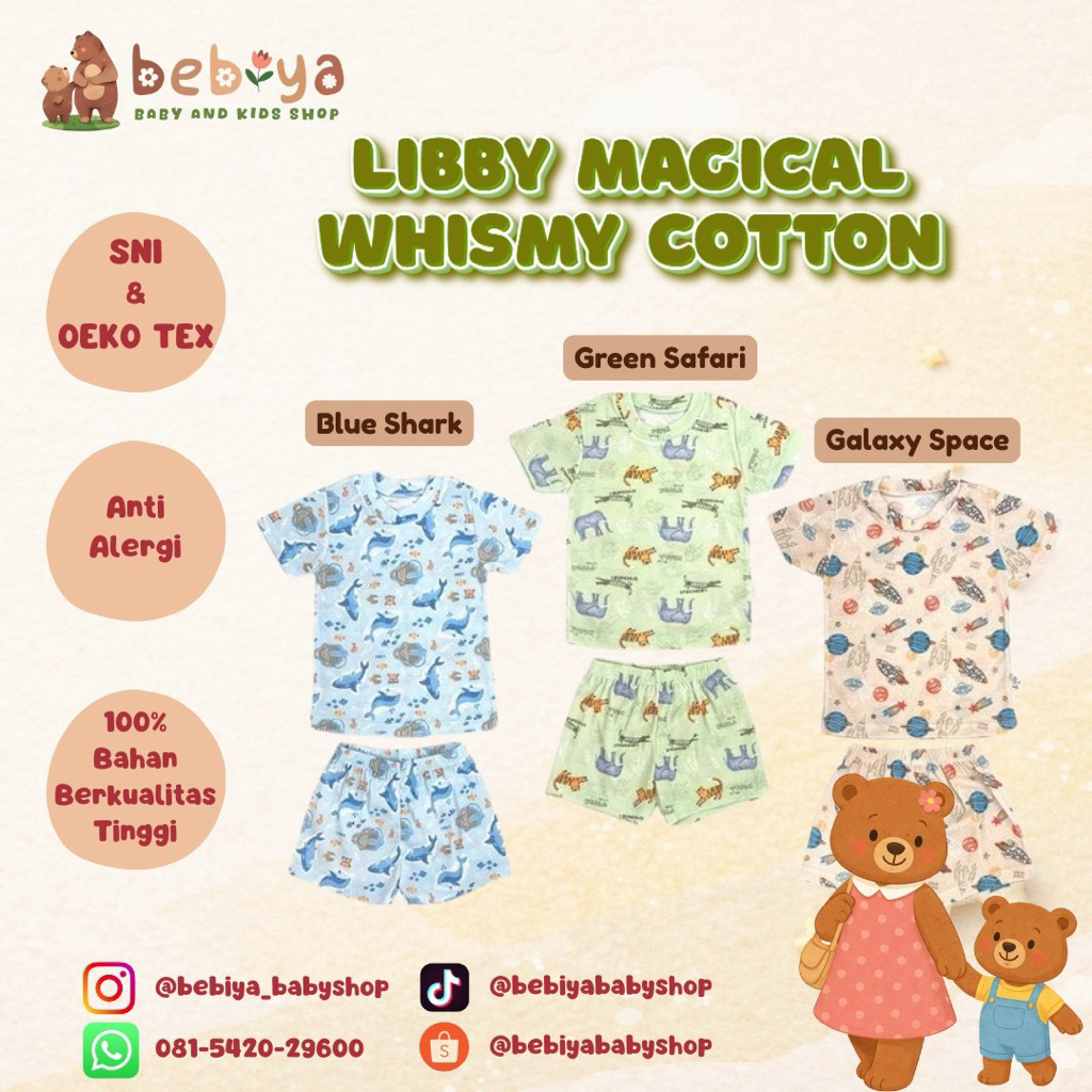 Libby Setelan Oblong Tipis Celana Pendek For Boy Magical Whimsy Baju Anak Laki Laki Size L dan XL
