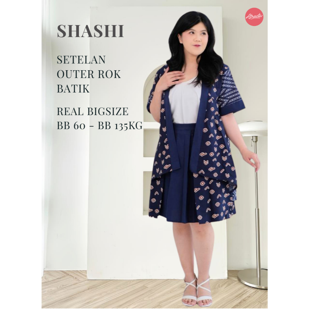 ATRACTIV Set Outer Batik Lengan Pendek dan Rok Bigsize Set Outer Rok Jumbo