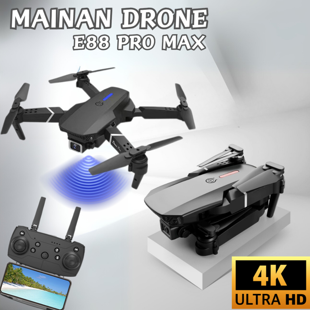 Drone E88 Pro 4K Kamera Ultra HD Foldable Drone Lipat Single Camera HD