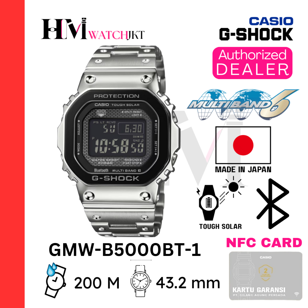 CASIO G-SHOCK GMW-B5000BT-1DR Jam Tangan Pria Original Digital Antiair GMW-B5000BT-1 GMW-B5000 GMWB5