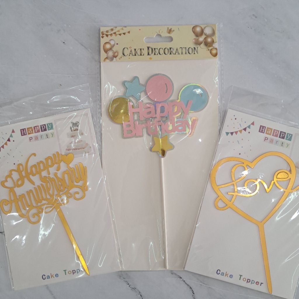 Topper cake kue decoration ulang tahun , happy anniversary , love
