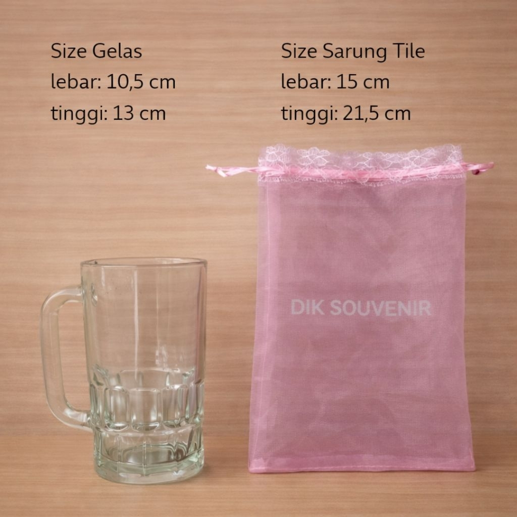 Sarung tile souvenir Gelas MUG/size 15 x 21,5 cm