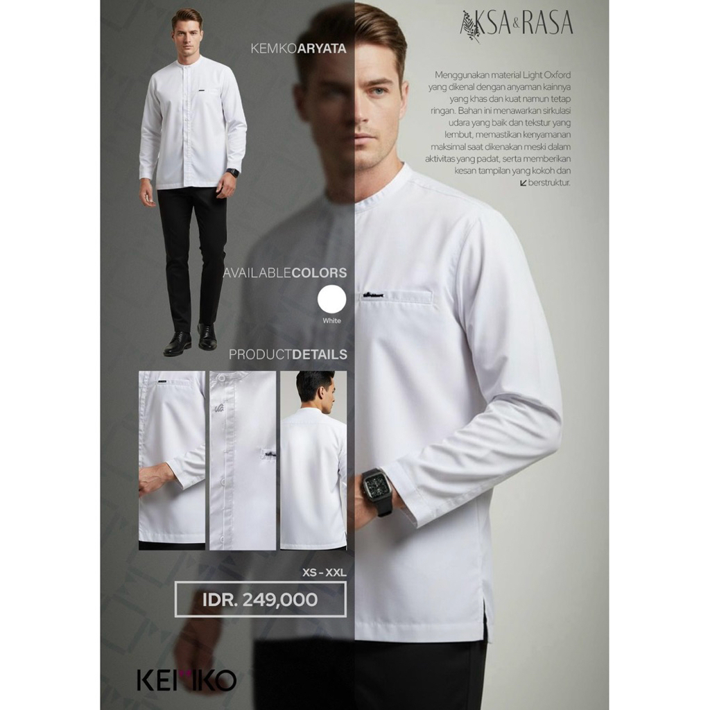 RABBANI - baju koko pria KEMKO ARYATA PUTIH BLG
