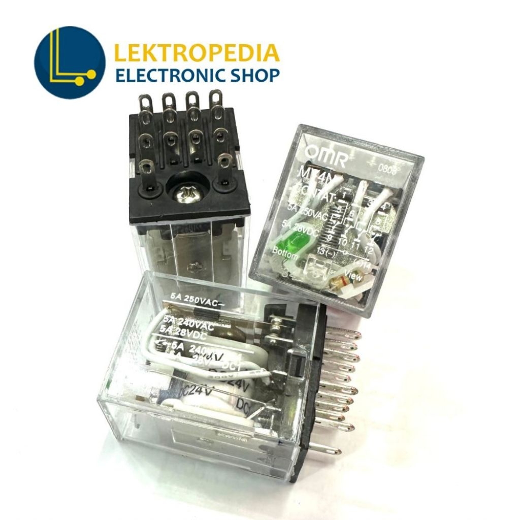 Relay 14p Lancip Tumpul MY4N 24V DC 24 volt 14 pin kaki 14pin