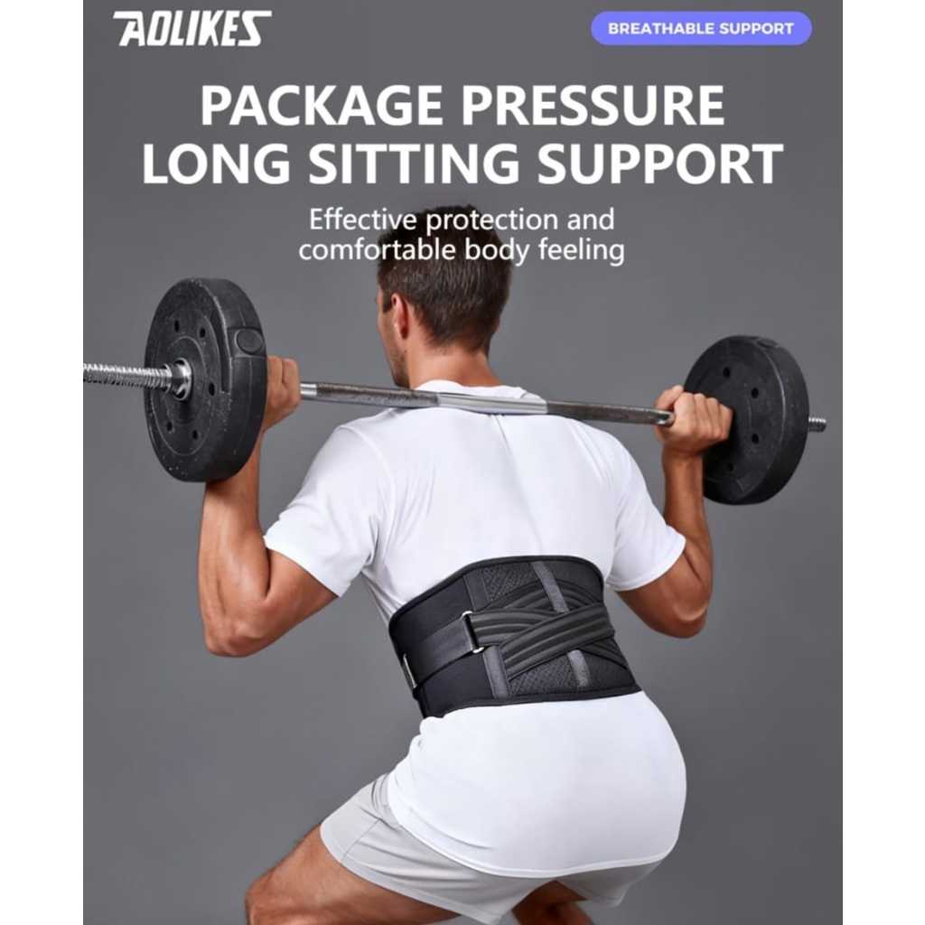 AOLIKES 7898 Sabuk Fitness Gym Weightlifting Belt Back Support Korset Lumbar Penyangga Tulang Belakang Pinggang