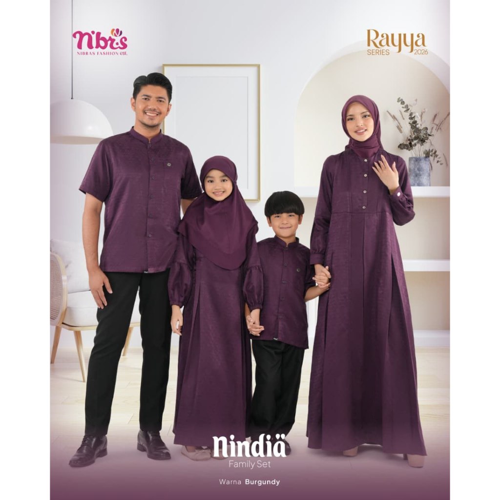 SARIMBIT NINDIA BURGUNDY SARIMBIT NIBRAS TERBARU SARIMBIT LEBARAN SARIMBIT KELUARGA  BURGUNDY GAMIS 