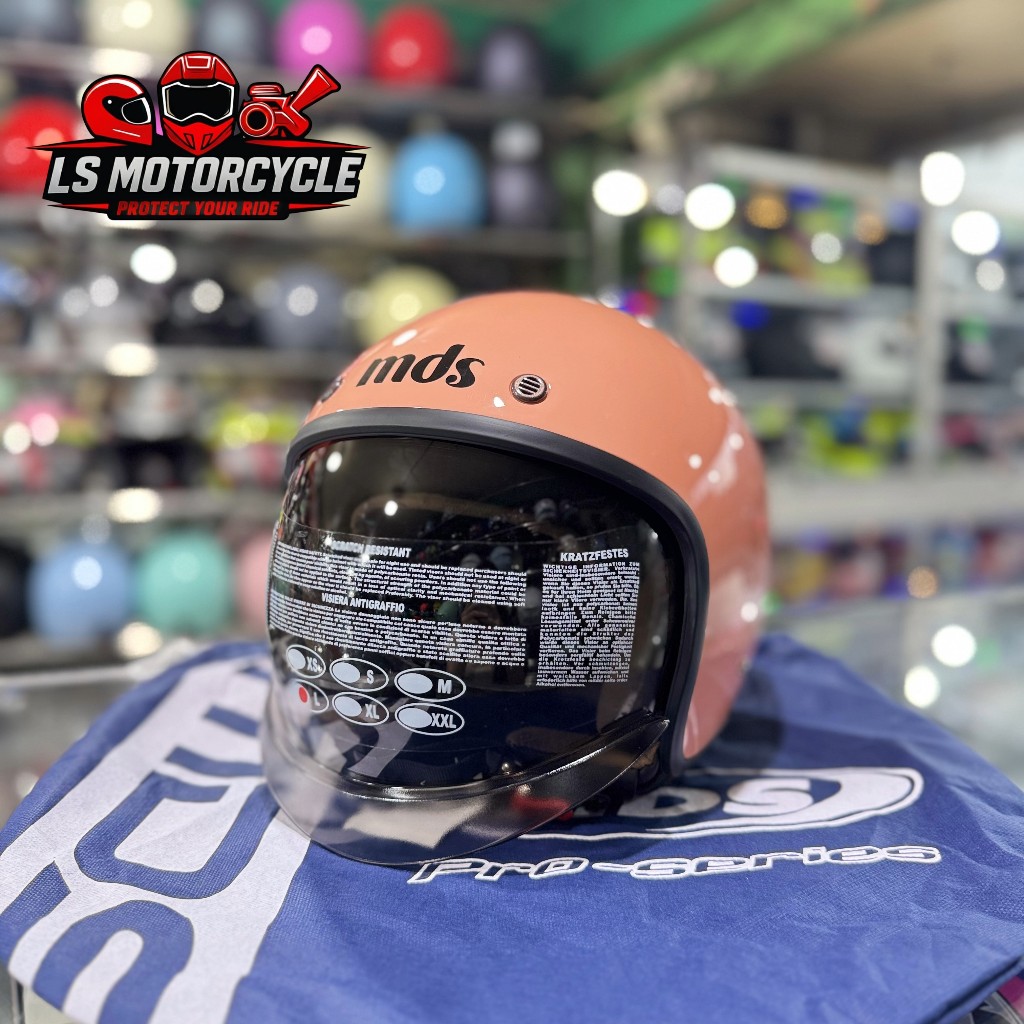 Helm MDS Magnum Solid - Coral Helm Retro Open Face MDS SNI SIze M,L,XL