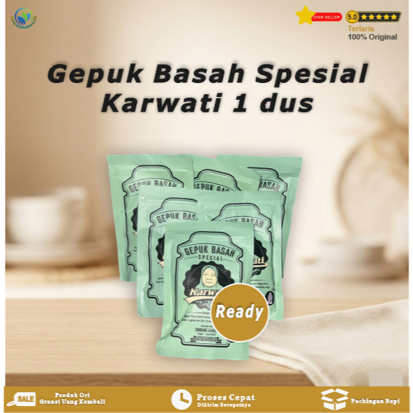 Gepuk Basah Spesial Karwati Cianjur Siap Makan 1 dus isi 24 Daging Sapi Tanpa Pengawet
