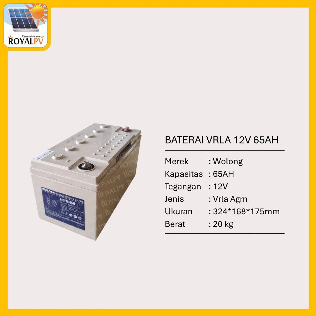 Baterai aki vrla 12v 65ah wolong ups