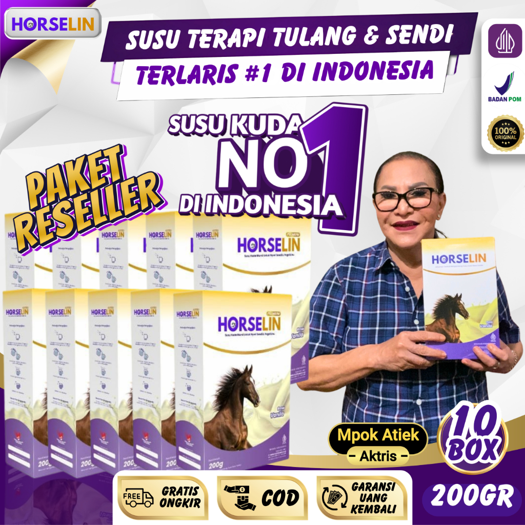10 BOX Susu Kuda Nyeri Tulang Pegal Linu Asam Urat | Horselin Susu Kuda Liar Sumbawa Asli (200gr)