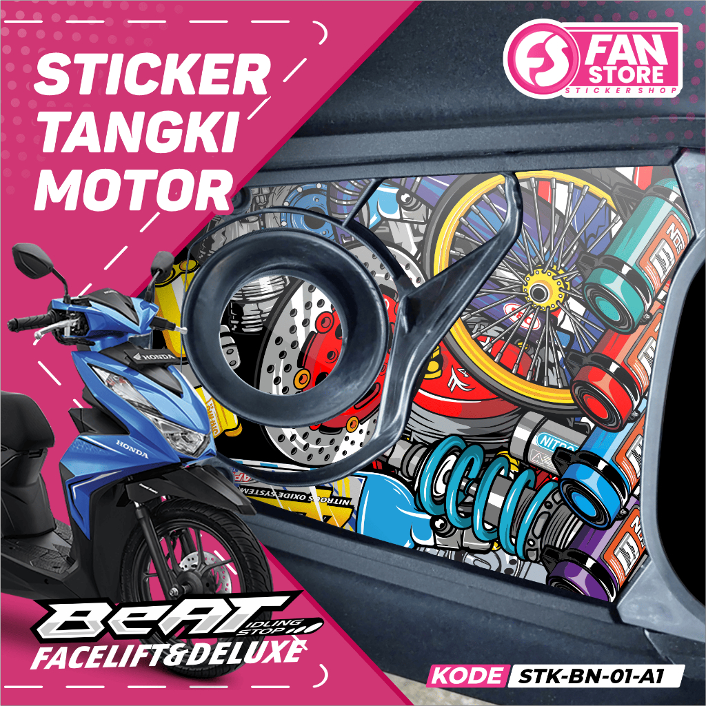 STIKER TANGKI BENSIN BEAT FACELIFT BEAT DELUXE MOTIF RACING - STIKER TANGKI BENSIN BEAT SIAP PASANG 