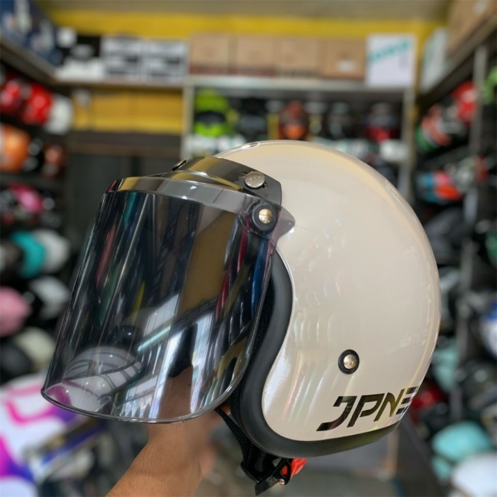 Helm Bogo Jpn Polos Cewe/Cowo Kaca Datar/Cembung Sni Original