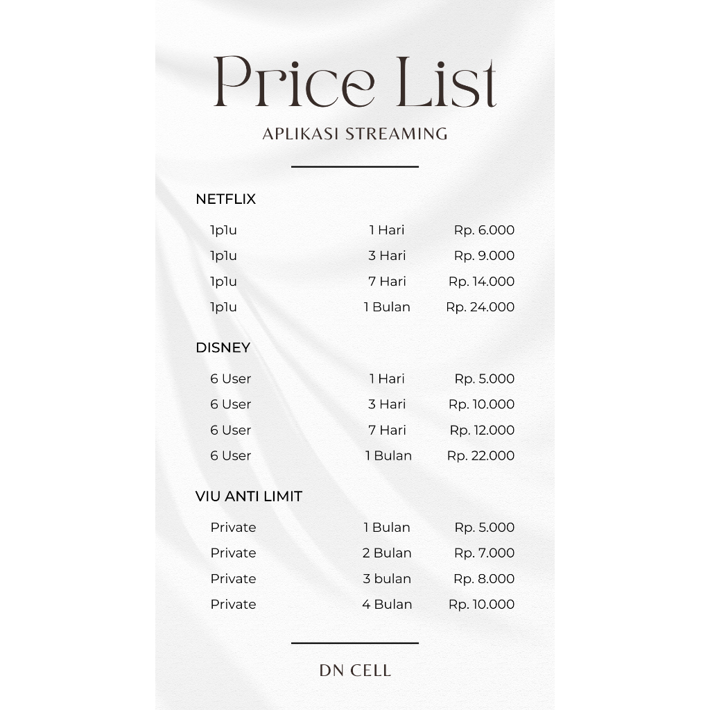 Premium Aplikasi Streaming (Netflix, Viu, Disney) Bergaransi 30 Hari