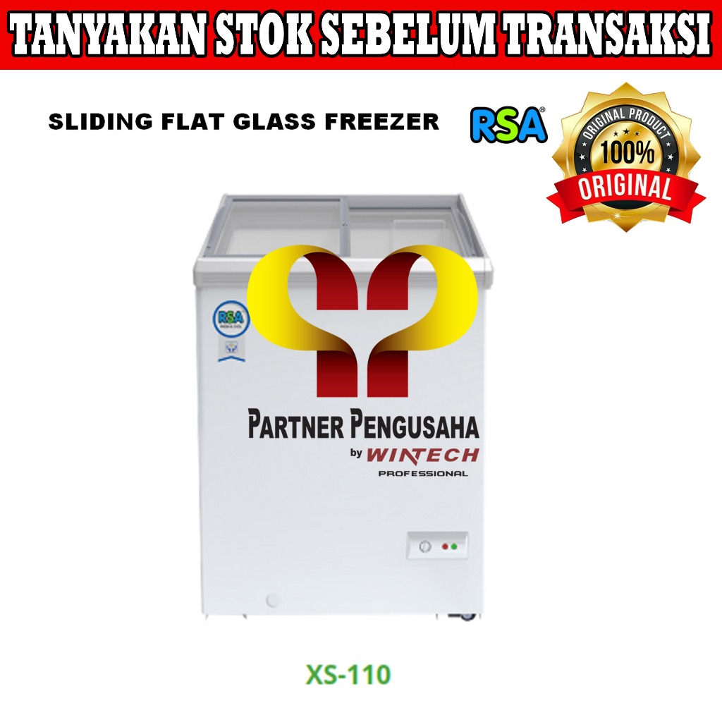 RSA XS-110 Sliding Flat Glass Freezer / Kulkas Pemajang Es Cream
