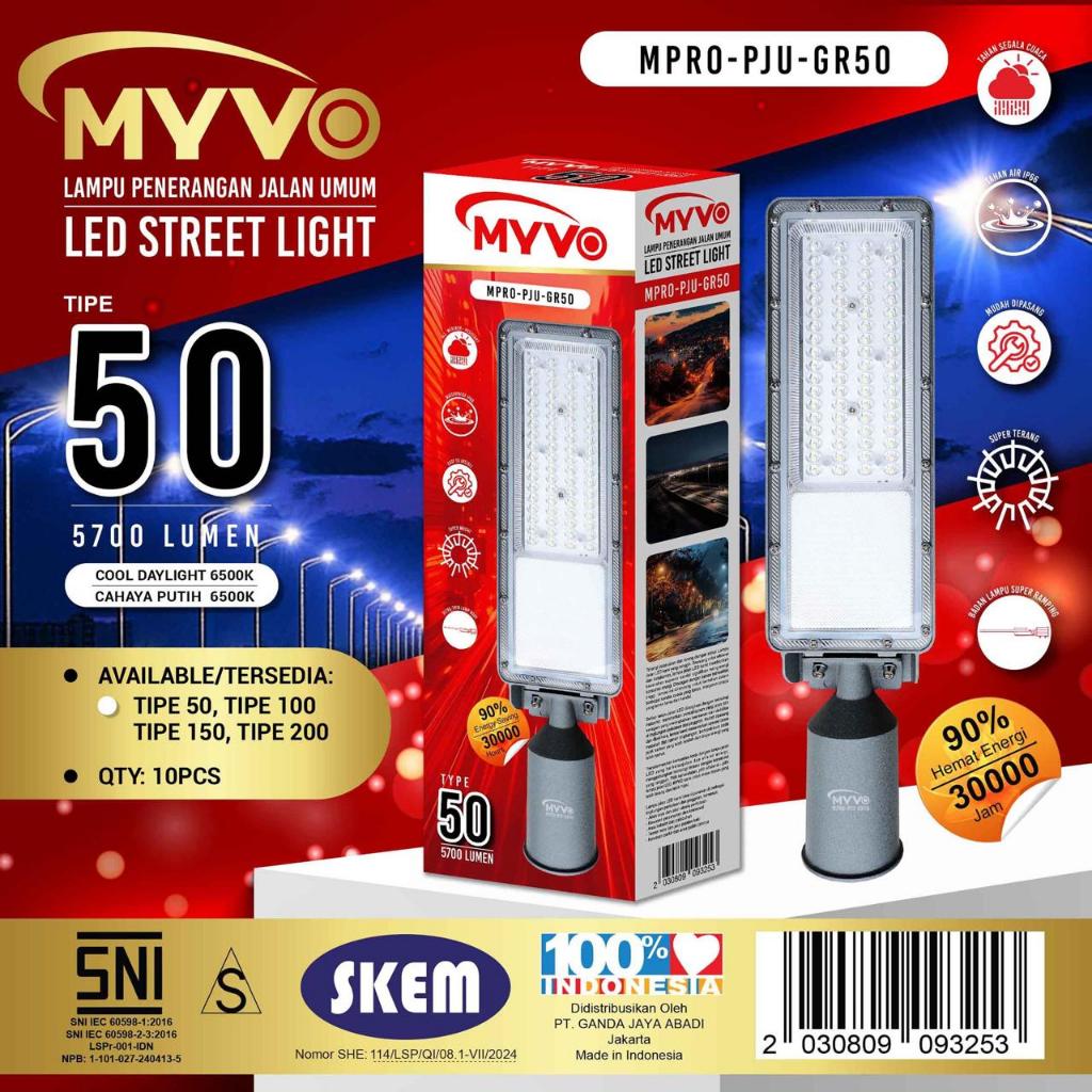 Lampu Jalan PJU Street Light 50W 100W Myvo/Lampu Jalan LED 50 watt 100 watt PJU Penerangan Outdoor W