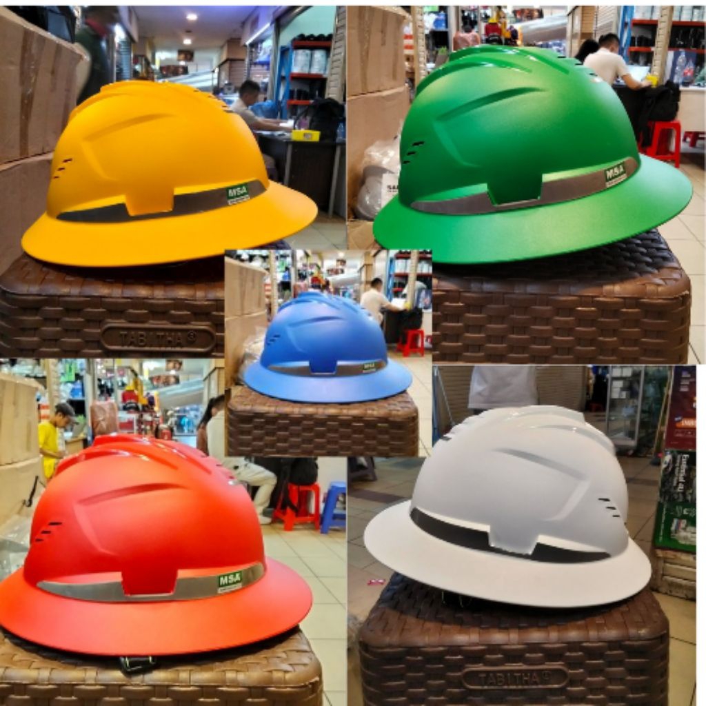 Helm Safety Proyek Merk MSA Fullbrim New Fastrack Fullset Model Terbaru / Helm Safety Proyek MSA Lok