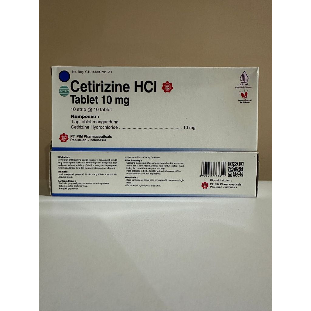Cetirizine HCI Tablet Perbox isi 100 Tablet