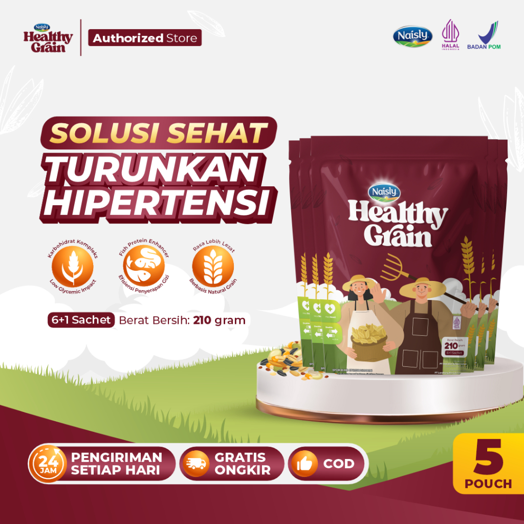 HealthyGrain Sereal Oat Sehat Membantu Menurunkan Hipertensi dan Darah Tinggi 5 Pouch