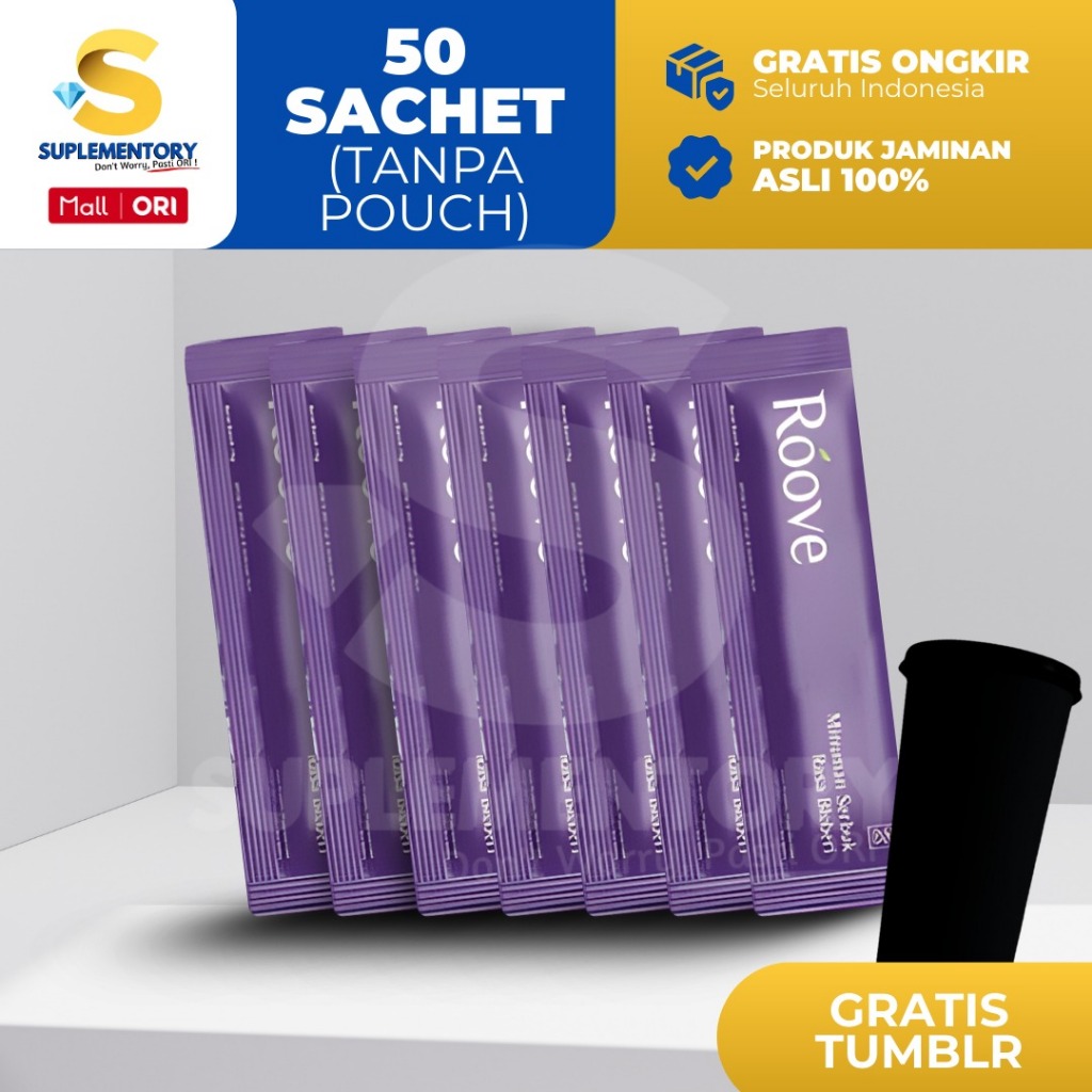 (Hemat 155rb) Roove Collagen Drink 50 Sachet ECER Bonus Shaker