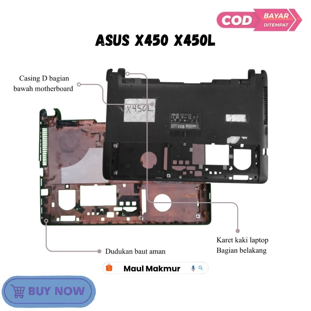 SECOND Casing Bawah Laptop | Asus X450 X450L X452E | Case D Bagian Bawah Motherboard Laptop