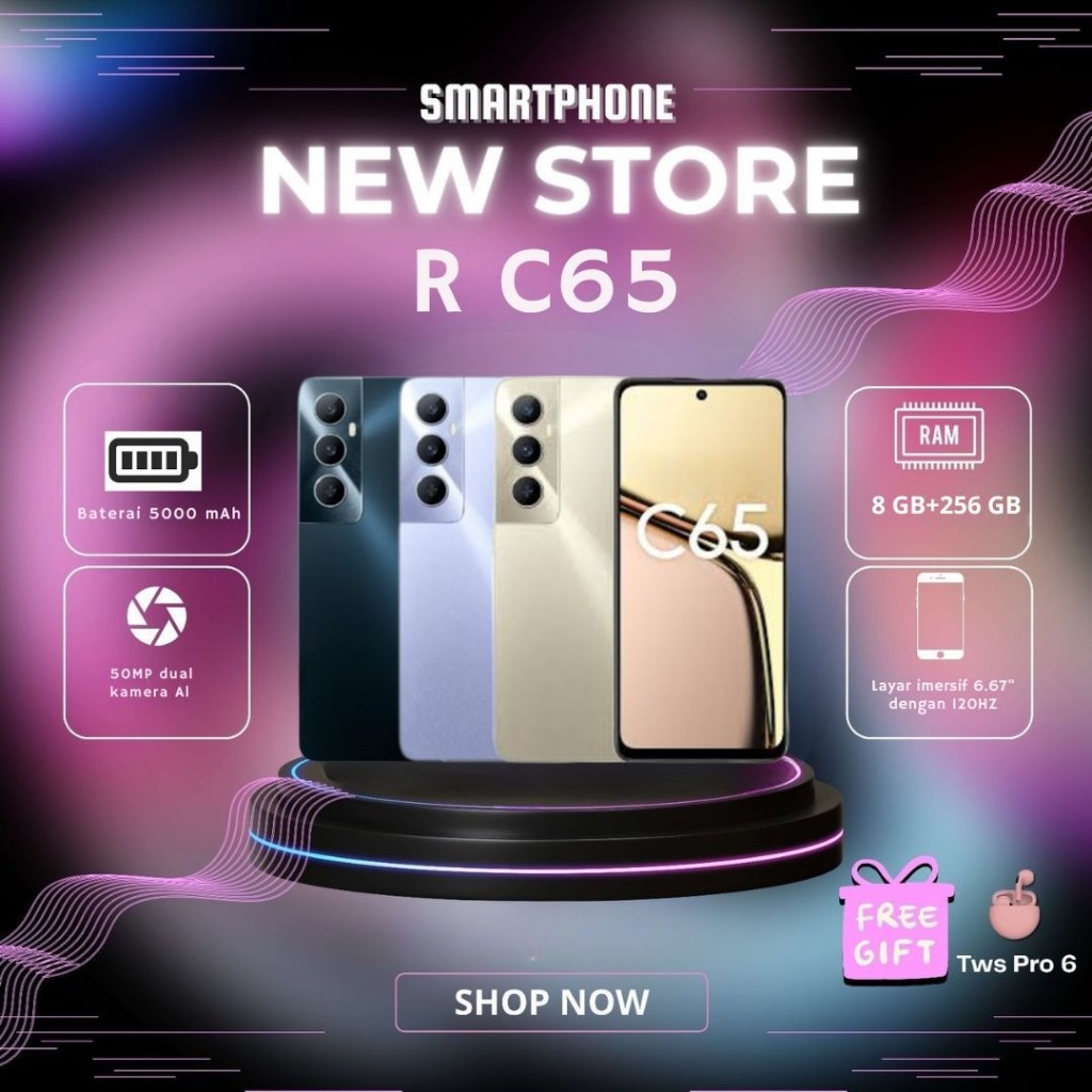 [Bekas] [Seperti baru 99%] Smartphone Bisa COD HP Realme C65 NFC | 8GB+256GB | Fullset BERGARANSI