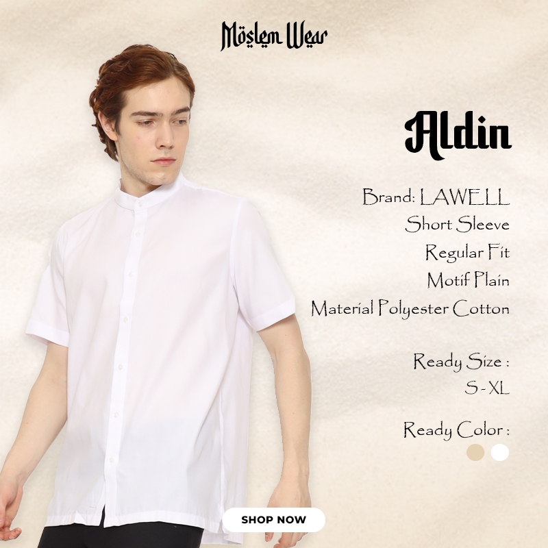 [3] LAWELL ALDIN-S Baju Koko Pria Lengan Pendek Regular Fit Tekstur Halus Cotton Viscose