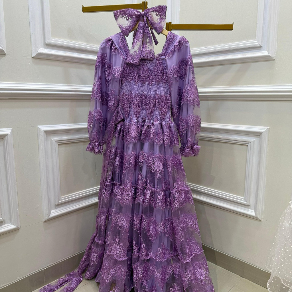 tile bordir lilac dress princess