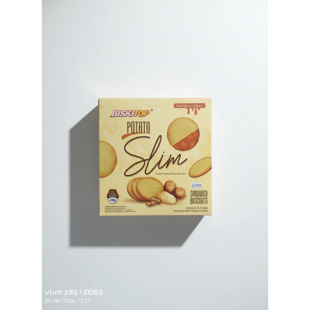 Biskitop Potato Slim Cream Peanut 216gr / Biskuit Biskitop Potato Slim Cream Peanut 240gr