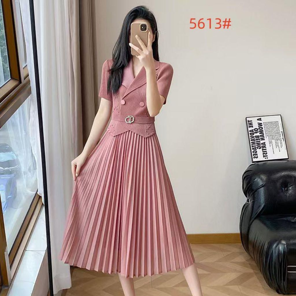 Dress Plisket Premium Mix Brokat