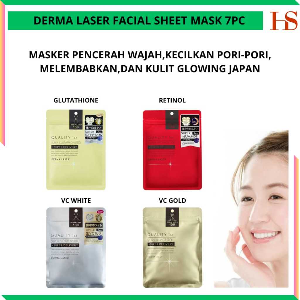 Derma Laser Super VC100+ Glutathione Face Mask Masker wajah Japan Original
