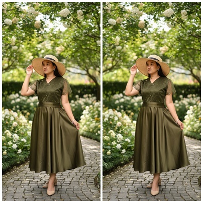 Arcofashion2/Dres Kombinasi Satin Brokat ARMY/Jumbo/XS-5XL