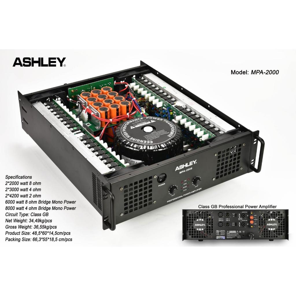 POWER AMPLIFIER ASHLEY MPA2000 2X2000 WATT CLASS GB ORIGINAL GARANSI