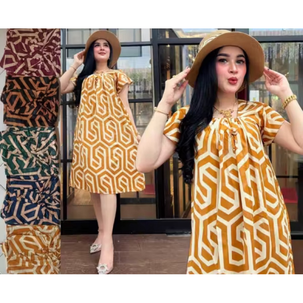READY STOK Daster Yukensi Jumbo Kerut Dada Lengan Pendek Ld 110cm // Daster Bali // Bisa COD