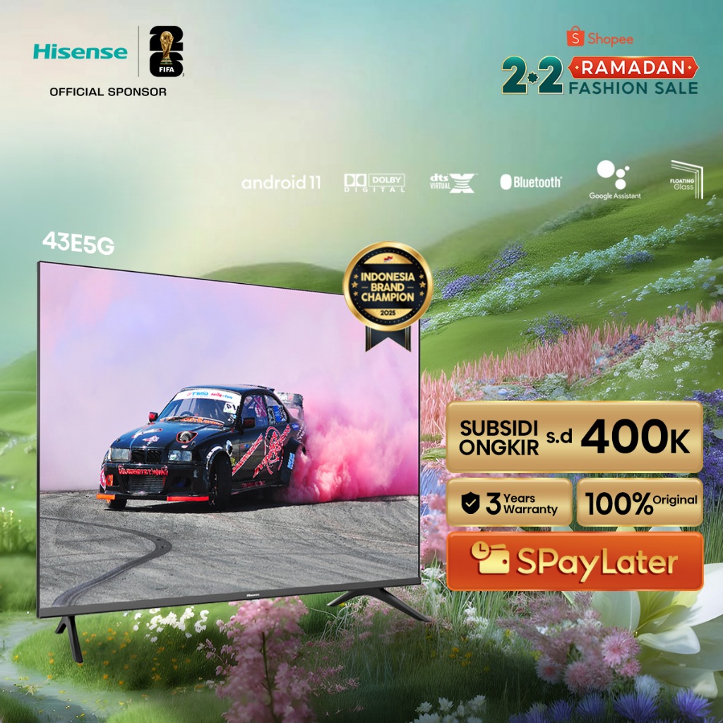 Hisense TV 43E5G OS 11 Android Smart TV 43 inch FHD Bazelles Design DTX V X & Dolby Audio Kontrol Su